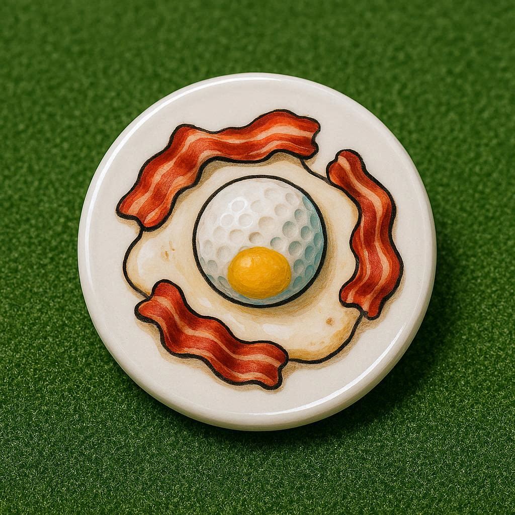 BREAKFAST BALL Golf Ball Marker | Mulligan Golf Gift | Funny Golf Marker | Markit Golf